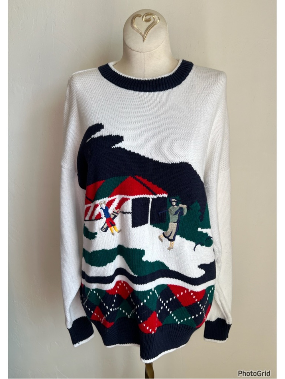 Vintage VTG Cotton Traders Golf Novelty Argyle Pullover Sweater Medium Cotton